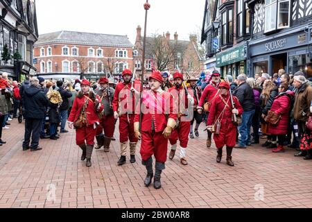 Reenactors bei der Schlacht von Nantwich am Heiligen Heiligen Tag Stockfoto