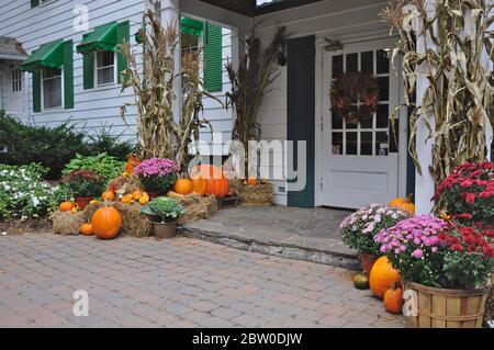 Glan Orchard, Ontario / Kanada - 10/05/2008: Kürbisse Dekoration für Halloween im Ferienort Stockfoto