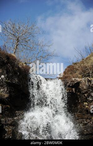 Zweiter großer Wasserfall (ca. 25 Fuß) auf Nant y Llyn. Stockfoto