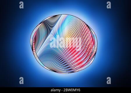 Bunte sphärische fraktale Geometrie mit Korona, Computer generiert abstrakten Hintergrund, 3D-Rendering Stockfoto