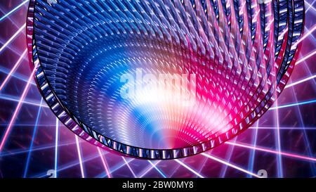 Futuristische Technologie mit bunten Retro-Lichtstrahlen, Computer generiert abstrakten Hintergrund, 3D-Rendering Stockfoto