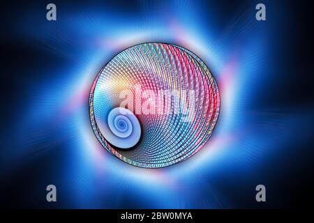 Bunte Spirale Fraktal mit glühenden Spinning Corona, Computer generiert abstrakten Hintergrund, 3D-Rendering Stockfoto
