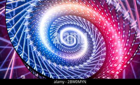 Bunte glühende Retro-Spirale, Computer generiert abstrakten Hintergrund, 3D-Rendering Stockfoto
