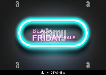 Schwarzer Freitag Verkauf mit Neon Licht Banner Hintergrund.Creative Minimal Top-Ansicht Stil.Festival Marketing-Promotion season.Business Sonderangebot Card.Gr Stock Vektor