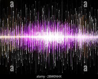 Nahaufnahme einer digitalen und rosa futuristischen Schallwellen Stockfoto