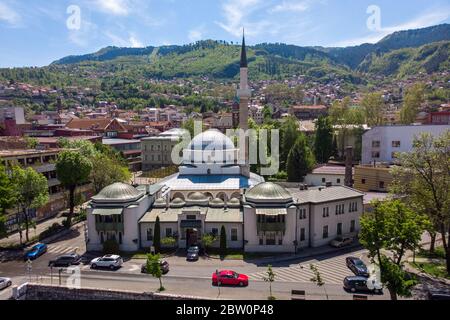 Sarajevo von oben, Dron-Ansicht und Panoramen Stockfoto