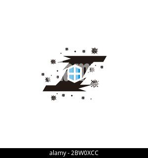 Zu Hause bleiben Sie sparen von Virus geometrische Hand einfaches Design Symbol Vektor Stock Vektor