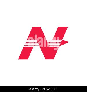 Buchstabe n schneller Pfeil geometrischer Logo-Vektor Stock Vektor