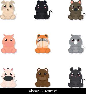 Satz von niedlichen Tieren Stock Vektor