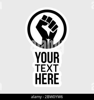 Die Hand auf die Hand mit der Faust auf den Text. Protest, Rebell, Kampf - isolierte Vektorgrafik Stock Vektor