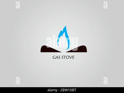 Logo Gasherd minimalistisch blaue Farbe Feuer Stock Vektor