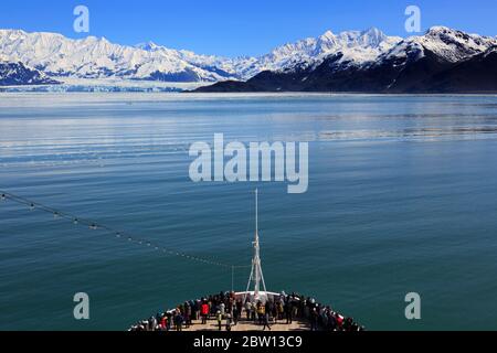 Kreuzfahrtschiff, Hubbard Gletscher, Ernüchterung Bay, Alaska, USA Stockfoto