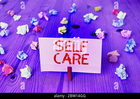 Handschrift text Self Care. Konzeptionelle Foto die Praxis des Handelns die eigene Gesundheit zu verbessern. Stockfoto