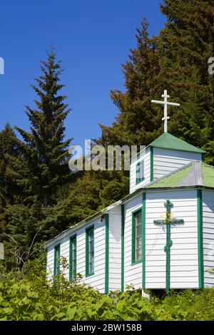 Russisch-Orthodoxe Kirche, Hoonah City, Chichagof Island, Southeast Alaska, USA Stockfoto