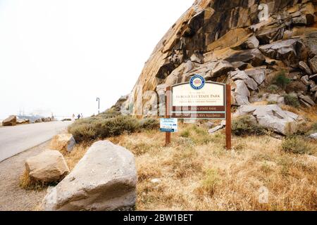 Morro Bay, Kalifornien/USA - 27. Mai 2020 Willkommen im Morro Bay State Park, Kalifornien Küste Stockfoto