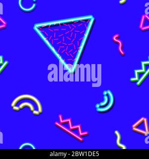 Neon nahtlose Muster mit und 80er oder 90er abstrakten Arcade-Stil Stock Vektor
