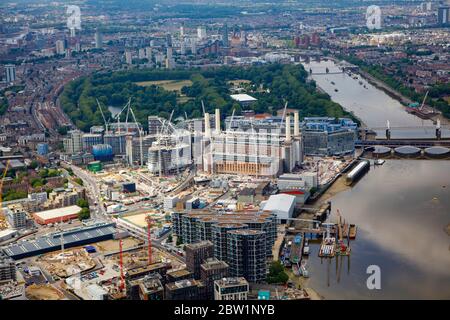 Luftaufnahme des im Bau stehenden Battersea Power Station, London, Großbritannien Stockfoto