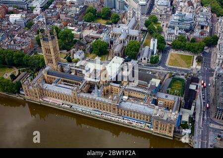 Luftaufnahme des Parlaments und Westminster, London, Großbritannien Stockfoto