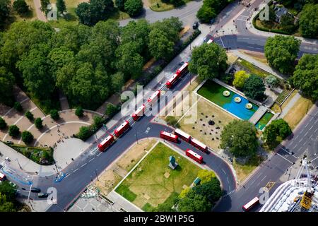 Luftaufnahme von Hyde Park Corner, London, Großbritannien Stockfoto