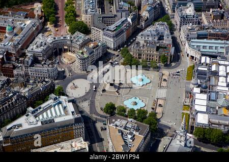 Luftaufnahme des Trafalgar Square, London, Großbritannien Stockfoto