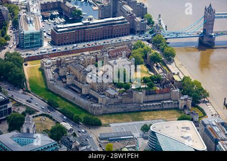 Luftaufnahme des Tower of London, Großbritannien Stockfoto