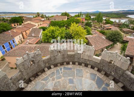 Granadilla, verlassene Dorfrekonstruktion, neben dem Sumpf von Gabriel y Galán in Caceres, Extremadura. Spanien Stockfoto