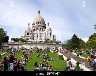 Die Basilika Sacre Coeur in Montmartre, Paris 18e arr, Ile-de-France, Frankreich Stockfoto