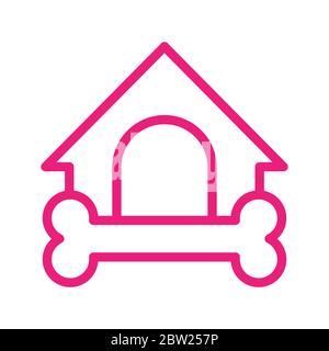 Logo für Hundefuttergeschäft. Vektorgrafik isolieren. PET Store Logo mit Knochen, Herz, Knochen und Hausform Kombination. Modernes Branding-Design. Gut für p Stock Vektor