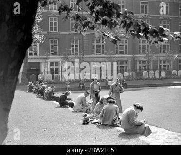 Ein Mittagessen einstündige Pause im Savoy Chapel Garden. 11. September 1936 Stockfoto