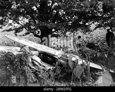 Flugzeugabsturz in Shoreham, Kent. 1934 Stockfoto