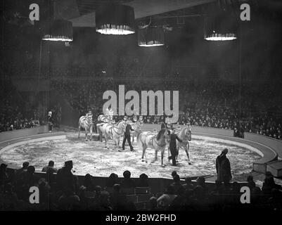 Bertram Mills' Christmas Circus im Olympia. Pferde. 21 Dezember 1937 Stockfoto