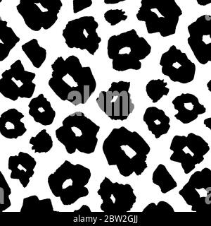 Schwarz-Weiß Safari Muster Hintergrund, jaguar oder Gepard Panther Tier Haut Print, Vektor nahtloses Design. Afrikanisches Safari Leopard Tierfell Muster mit schwarzen Flecken Hintergrund, moderne Dekoration Stock Vektor