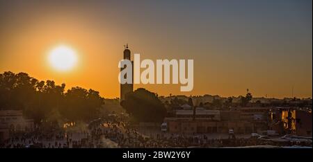 Marrakesch-Sonnenuntergang Stockfoto