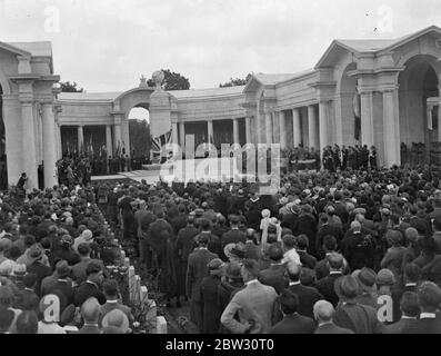 Blick auf die Enthüllung von Arras Memorial, Frankreich von Lord Trenchard. August 1932 Stockfoto