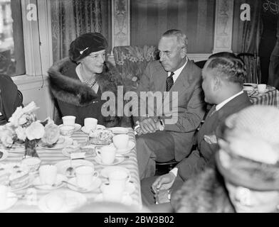 Sir Shenton Thomas, der neue Gouverneur von British Malaya, nimmt am Empfang in London. Oktober 1934 Stockfoto