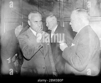 Sir Shenton Thomas, der neue Gouverneur von British Malaya, nimmt am Empfang in London. Oktober 1934 Stockfoto