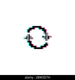 Pixel Art 8-Bit-Kreis laden Symbol mit Glitch-Effekt - isolierte Vektor-Illustration Stock Vektor