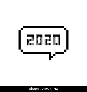 Pixel Art 8-Bit-Sprechblase sating 2019 Jahr - isolierte Vektor-Illustration Stock Vektor