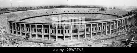 Wo olympische Athleten konkurrieren. Ein allgemeiner Blick auf das große Stadion in der Nähe von Berlin, wo die olympischen Spiele in diesem Sommer stattfinden. Die Bauarbeiten sind nun fast abgeschlossen. 19 März 1936 Stockfoto