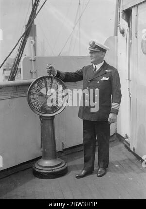 Ehemaliger Stabskapitän SS Mauretania zu befehlen. Kapitän A T Brown . Juli 1935 Stockfoto