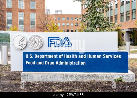 FDA-Hauptsitz am White Oak Campus in Silver Spring, Maryland, USA - 13. Januar 2020. Die US-amerikanische Food and Drug Administration (FDA) ist ein FED Stockfoto