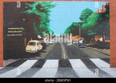 Paul Curtis Kunstwerk zu feiern 50yrs Beatles Abbey Road Stockfoto