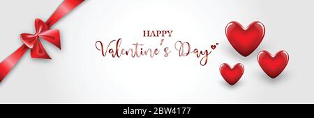 Valentinstag Hintergrund Dekoration mit rotem Herz, Horizontale Hintergrund kann für Flyer, Einladung, Poster, Broschüre, Banner verwendet werden Stock Vektor