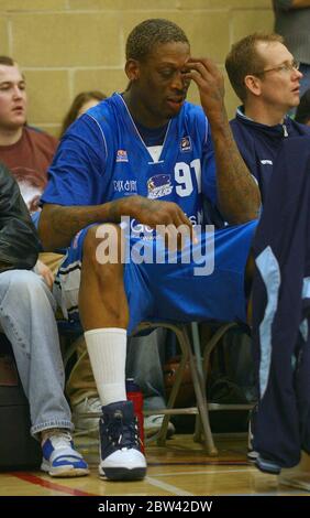 Dennis Rodman während der Genesis Brighton Bears vs Guildford Hitze im Dreieck, Burgess Hill, Großbritannien. Stockfoto