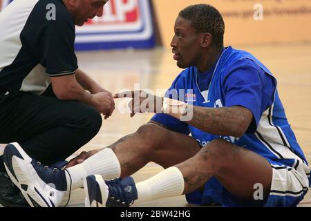 Dennis Rodman während der Genesis Brighton Bears vs Guildford Hitze im Dreieck, Burgess Hill, Großbritannien. Stockfoto