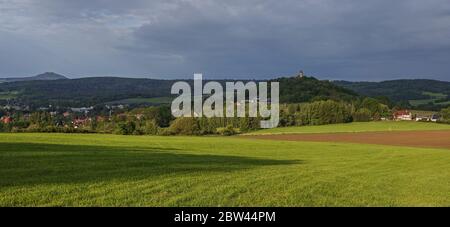 Blick vom Breiteberg auf die Zittauer Berge Stockfoto