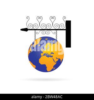 Planet Erde auf Kette Illustration in bunt Stock Vektor
