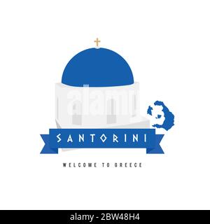 santorini Insel griechenland Symbol in blau-weiß Illustration Stock Vektor