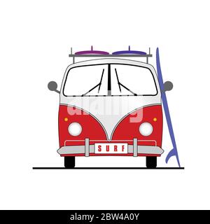 Surf Vehicle mit Surfboard Icon Art Illustration in bunt Stock Vektor
