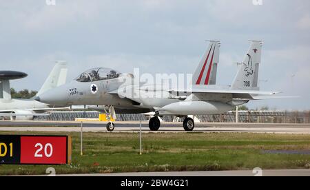 MDD F-15D Eagle, 706, der 133 Sqn, israelische Luftwaffe bei RAF Waddington während der Übung Cobra Warrior, Waddington, Großbritannien, 4. September 20 Stockfoto